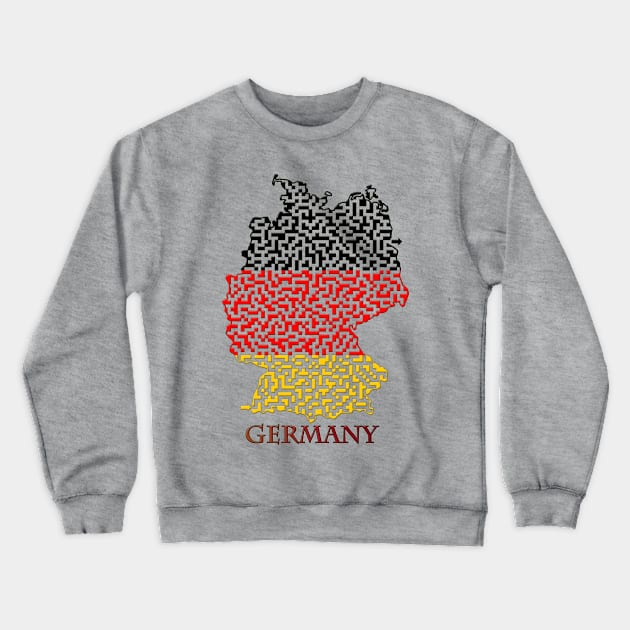 Germany Outline Maze & Labyrinth Crewneck Sweatshirt by gorff